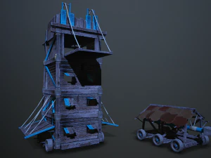 torre d'assedio ariete low-poly Modello 3D