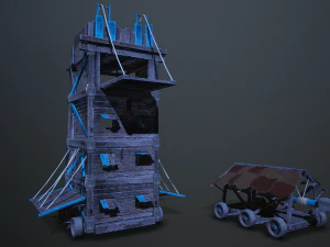 siege tower battering-ram low-poly 3D Model