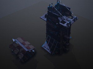 siege tower battering-ram low-poly 3D मॉडल