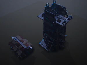 siege tower battering-ram low-poly 3D Model