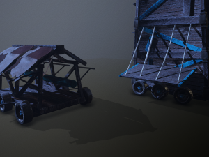siege tower battering-ram low-poly 3D मॉडल