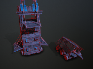 siege tower battering-ram low-poly 3D मॉडल