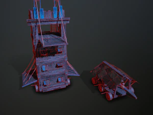 siege tower battering-ram low-poly 3D Model