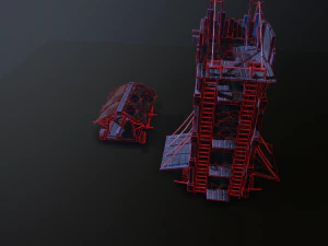 siege tower battering-ram low-poly 3D Model