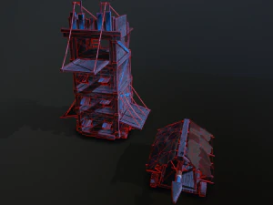 siege tower battering-ram low-poly 3D Model