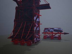 siege tower battering-ram low-poly 3D मॉडल