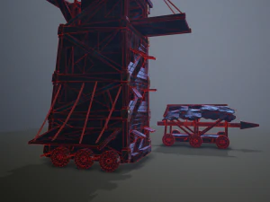 siege tower battering-ram low-poly 3D Model