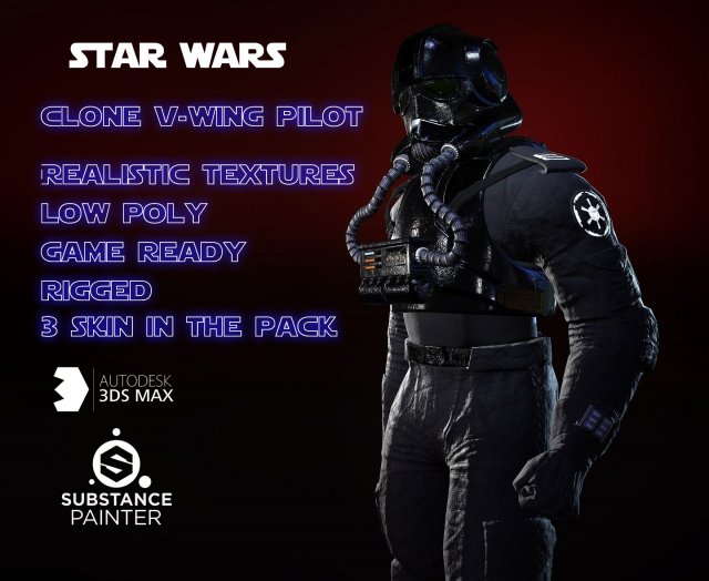 Star wars imperial v wing pilot 3D Model in Man 3DExport