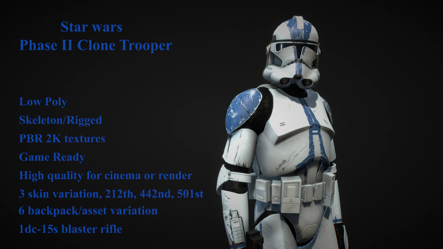 Star wars clone trooper phase 2 pack 1 3D Model .c4d .max .obj .3ds .fbx .stl .blend 