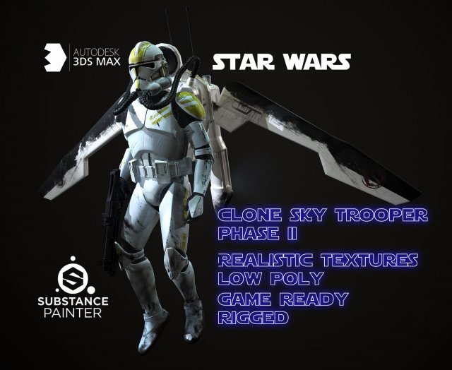 clone trooper phase 2 sky trooper 3Dモデル .c4d .max .obj .3ds .fbx .stl .blend 