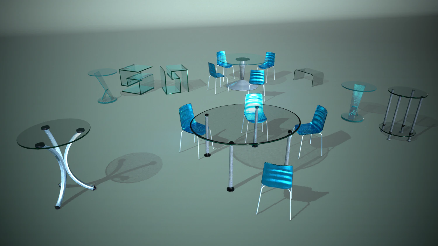 glass furniture 3D Model .c4d .max .obj .3ds .fbx .stl .blend 