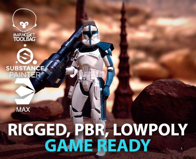 Clone trooper heavy Model 3D .c4d .max .obj .3ds .fbx .stl .blend 