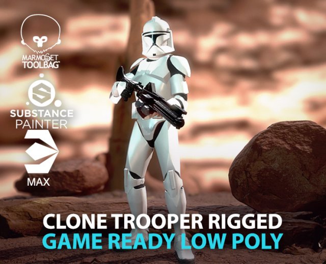 Clone trooper rigged 3D Модель .c4d .max .obj .3ds .fbx .stl .blend 