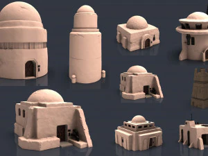 Yıldız savaşları lejyonu Tatooine binaları 3D Baskı Modeli