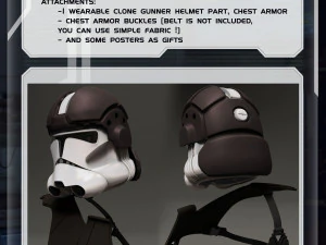 Costume cosplay casco CL-Gunner indossabile con stampa 3D di Star Wars Modello di stampa 3D