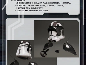 Casco e parti Cmdr Cody indossabili stampabili in 3D di Star Wars Modello di stampa 3D