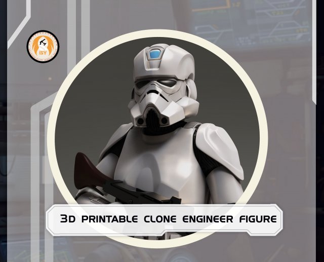 Star Wars 3D Printable Clone Trooper Engineer Figure Model do druku 3D .c4d .max .obj .3ds .fbx .stl .blend 