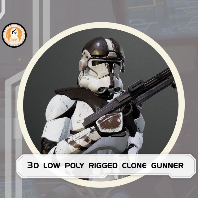 Clone Trooper Phase 2 At-Te Gunner Rigged Low Poly 3D Модель .c4d .max .obj .3ds .fbx .stl .blend 