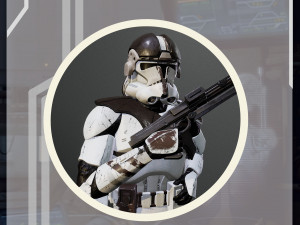 Clone Trooper Phase 2 At-Te Gunner Rigged Low Poly 3D Модель