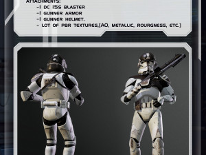 Clone Trooper Phase 2 At-Te Gunner Rigged Low Poly 3D Модель