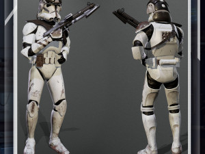 Clone Trooper Phase 2 At-Te Gunner Rigged Low Poly 3D Модель