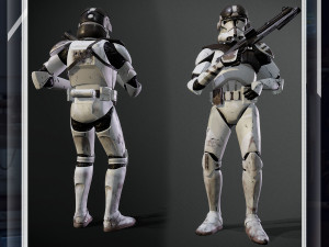 Clone Trooper Phase 2 At-Te Gunner Rigged Low Poly 3D Модель