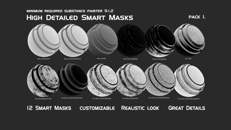 High Detail Smart Masks Pack 1 CG Текстуры .c4d .max .obj .3ds .fbx .stl .blend