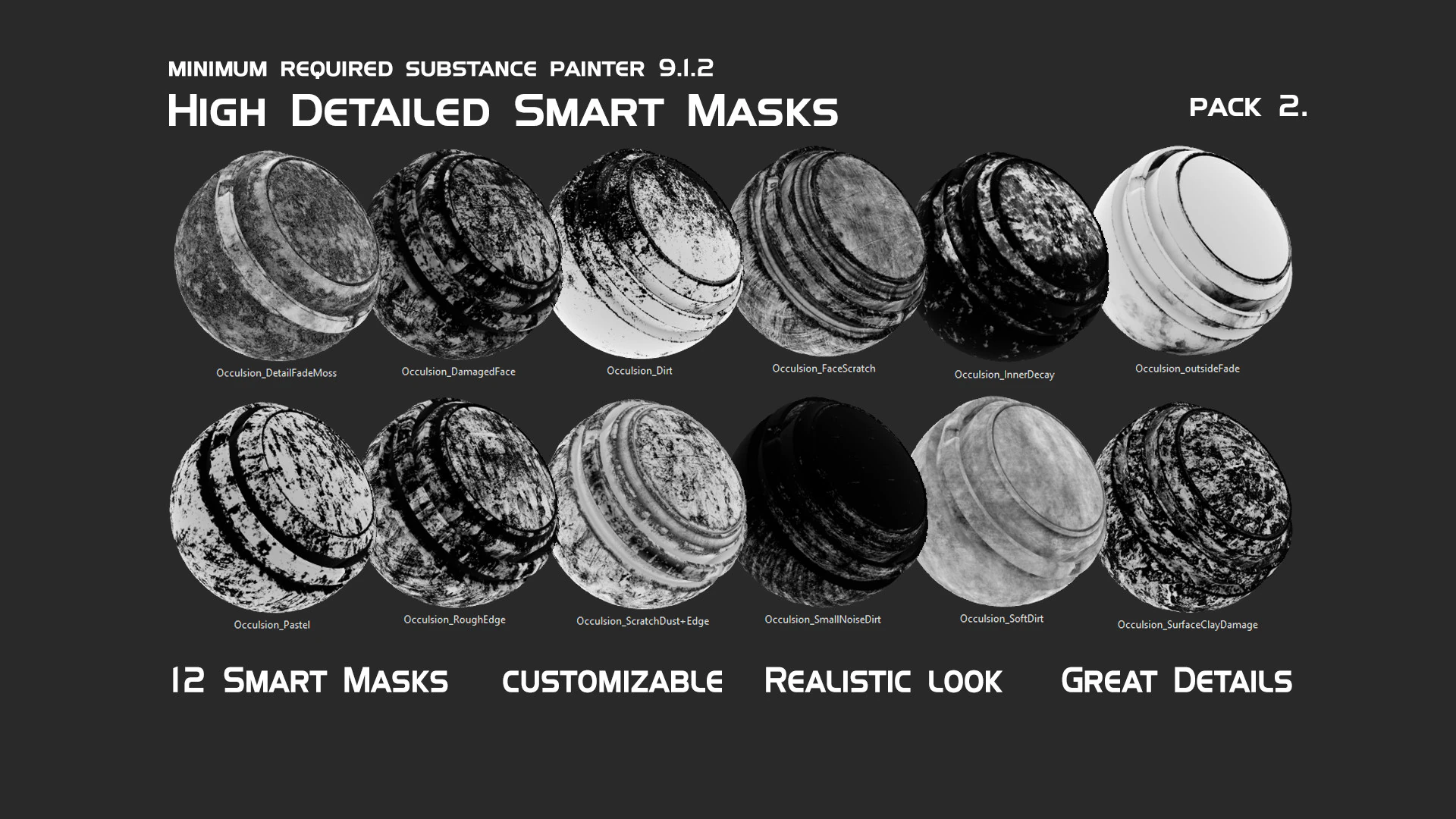 High Detail Smart Masks Pack 2 CG Textures .c4d .max .obj .3ds .fbx .stl .blend 