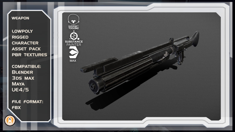 Star wars dc-15c blaster Low-poly Modello 3D .c4d .max .obj .3ds .fbx .stl .blend