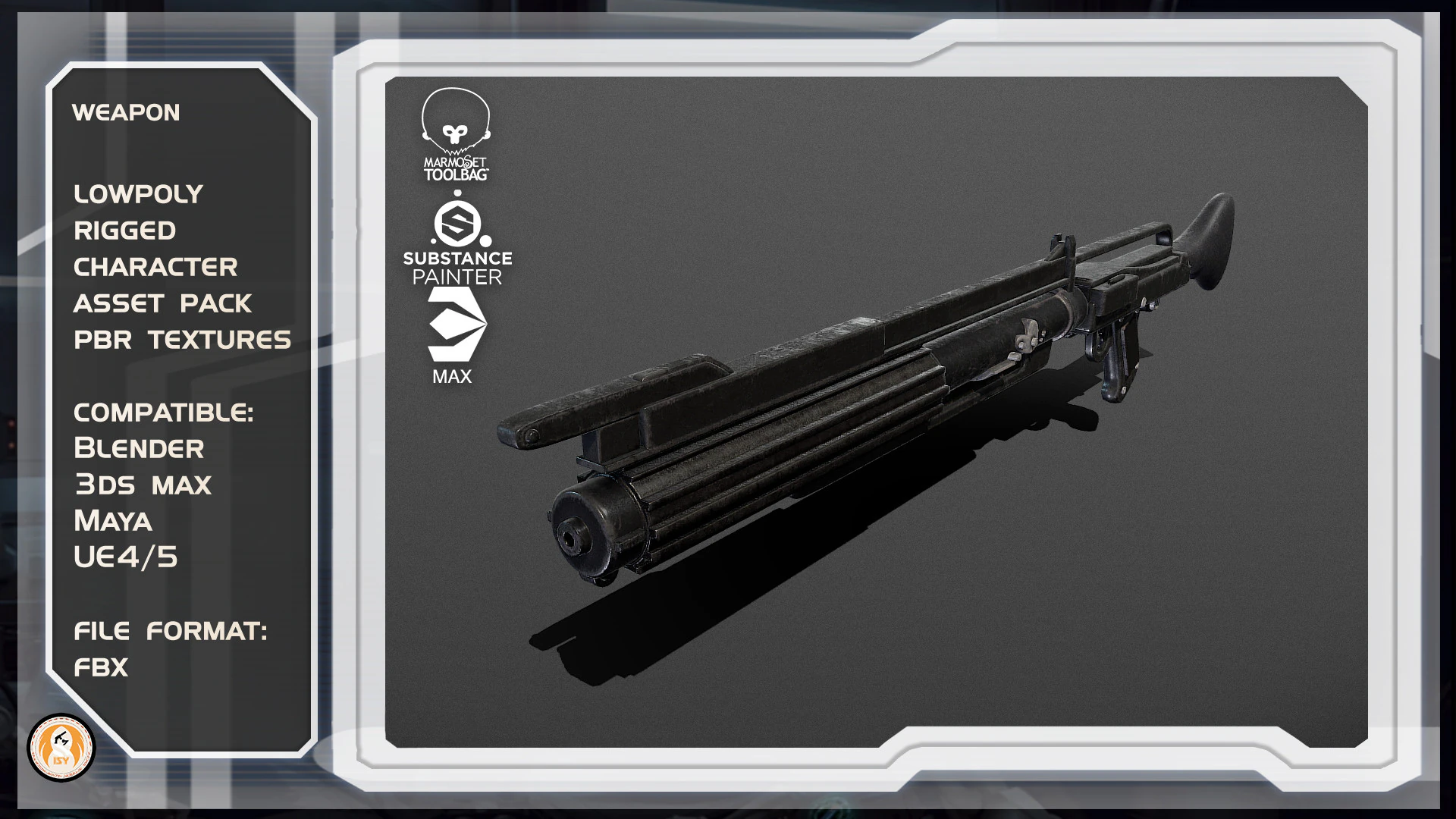 Star wars dc-15c blaster Low-poly 3D Model .c4d .max .obj .3ds .fbx .stl .blend