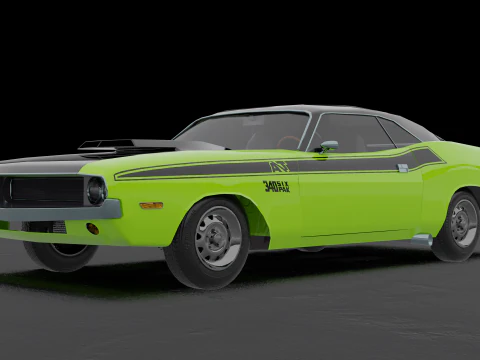 Dodge Challenger 1970 RT Laag poly Laag poly 3D Model