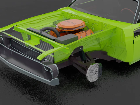 Dodge Challenger 1970 RT Laag poly Laag poly 3D Model