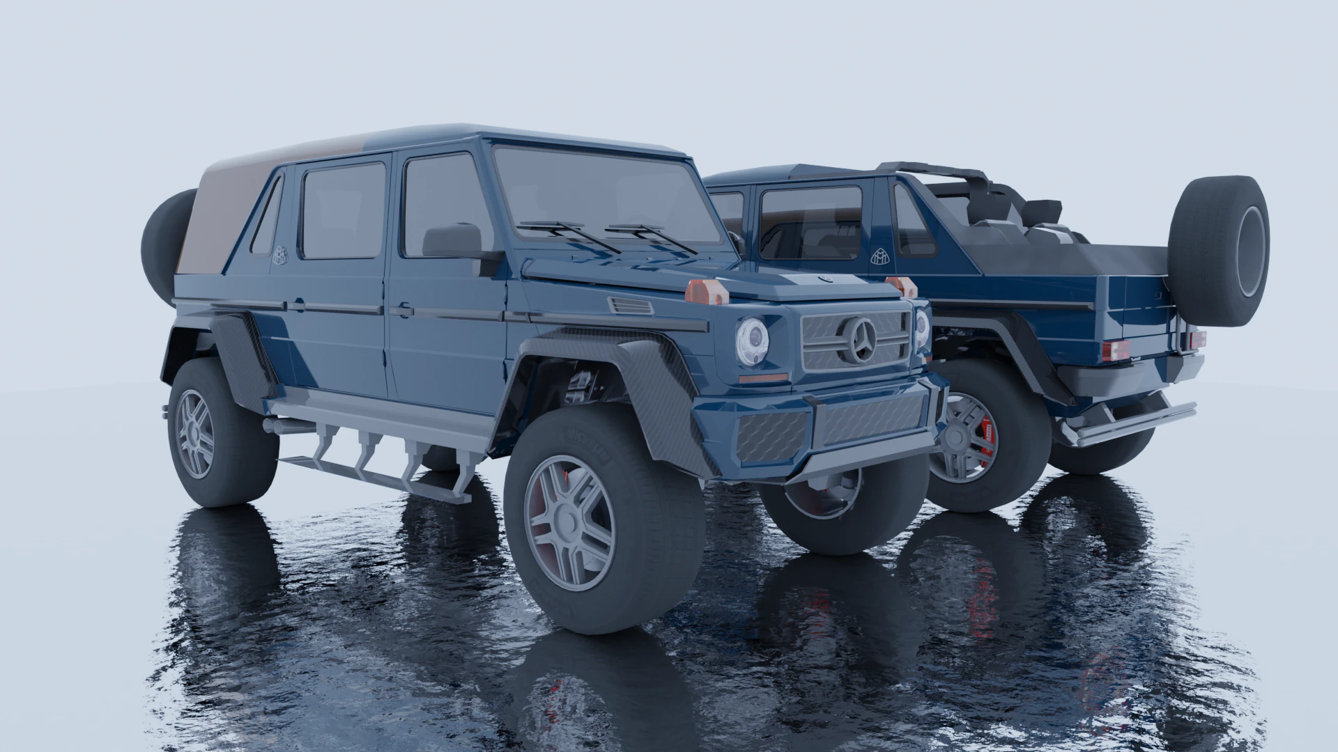 Mercedes-Maybach G650 Landaulet Low-poly 3D Model .c4d .max .obj .3ds .fbx .stl .blend 