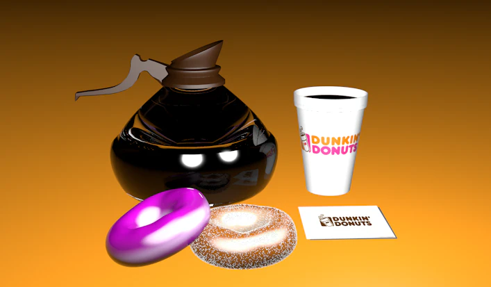 dunkin donuts - cup and glass jar of coffee - cinema 4d 3D Model .c4d .max .obj .3ds .fbx .stl .blend 