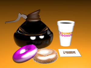 dunkin donuts - cup and glass jar of coffee - cinema 4d 3D Model
