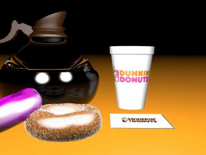 dunkin donuts - cup and glass jar of coffee - cinema 4d 3D Model
