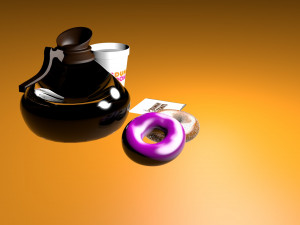 dunkin donuts - cup and glass jar of coffee - cinema 4d 3D 模型