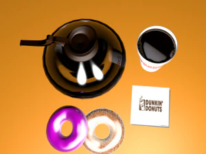 dunkin donuts - cup and glass jar of coffee - cinema 4d 3D Model