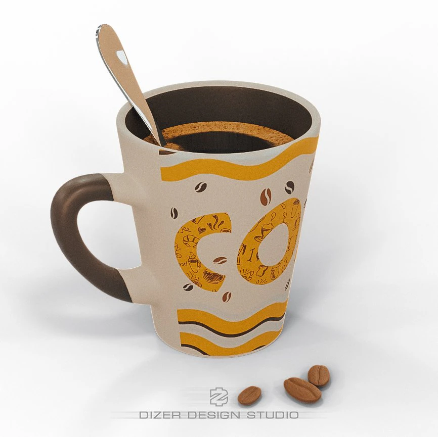 cup coffee 3D Model .c4d .max .obj .3ds .fbx .stl .blend