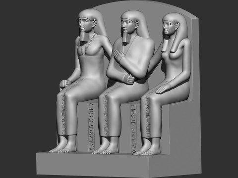 パ・シェリー・ン・タイ・スイと妻ネフェル・イユ、息子アッシュ・アケット3Dプリントモデル 3Dプリントモデル