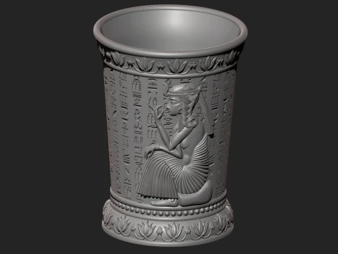 EGYPTIAN PHARAOH CUP - GLASS 3D PRINTABLE STL MODEL CNC RELIEF 3D Print Model