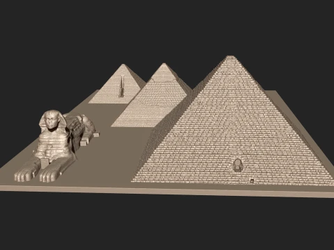 GREAT EGYPTIAN PYRAMIDS GREAT SPHINX HIGH-DETAIL 3D PRINTABLE STL CNC RELIEF Modelo de impresión 3D