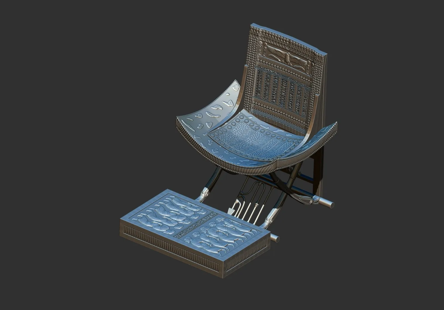 CEREMONIAL THRONE OF TUTANKHAMUN 3D PRINTABLE STL MODEL CNC RELIEF 3D Print Model .c4d .max .obj .3ds .fbx .stl .blend 