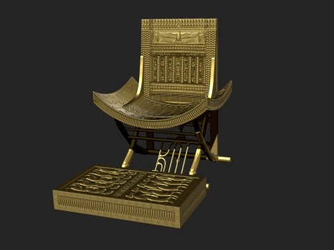 CEREMONIAL THRONE OF TUTANKHAMUN 3D PRINTABLE STL MODEL CNC RELIEF 3D Print Model