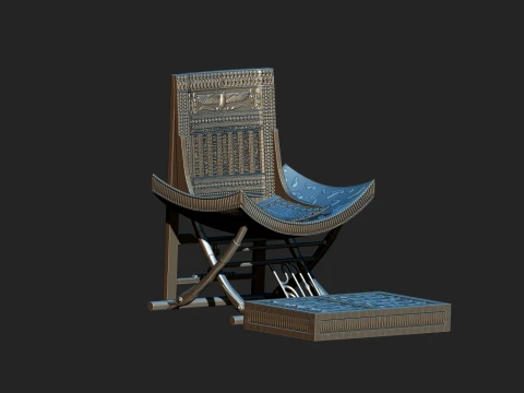 CEREMONIAL THRONE OF TUTANKHAMUN 3D PRINTABLE STL MODEL CNC RELIEF 3D Print Model