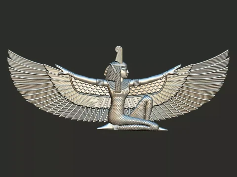 Ancient Egyptian Winged Goddess Wall Art Bas-Relief Panel Watertight STL 3D Print Model