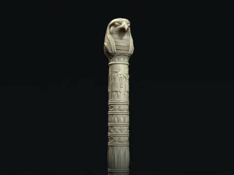 EGYPTIAN HORUS PHARAOH WALKING STICK HANDLE 3D PRINTABLE STL CNC 3D Print Model
