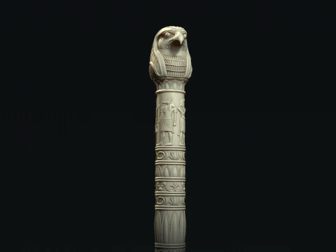 EGYPTIAN HORUS PHARAOH WALKING STICK HANDLE 3D PRINTABLE STL CNC 3D Print Model