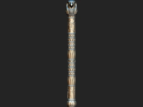 EGYPTIAN HORUS PHARAOH WALKING STICK HANDLE 3D PRINTABLE STL CNC 3D Print Model