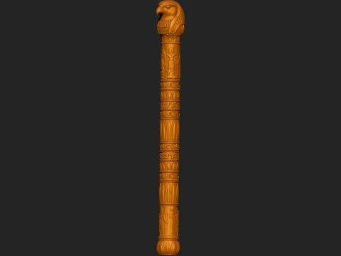 EGYPTIAN HORUS PHARAOH WALKING STICK HANDLE 3D PRINTABLE STL CNC 3D Print Model
